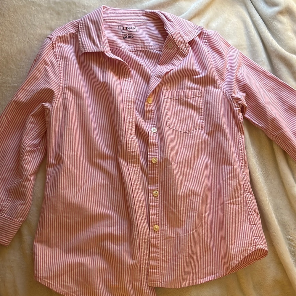 L.L.Bean, size small, pink and white striped